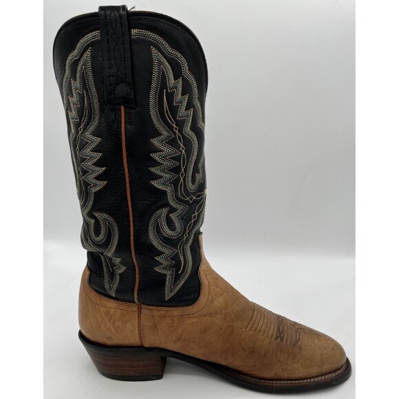 Lucchese 2000 Men’s Size 8D Black Tan Ostrich Leather Western Cowboy Boots - Picture 8 of 14